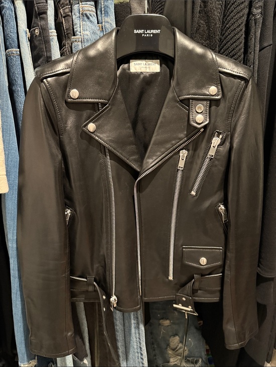 Saint Laurent Jackets & Blazers - Saint Laurent Black Leather Biker Jacket with Silver Hardware